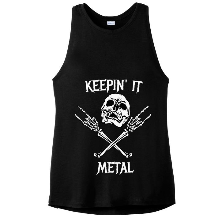 Skull & Bones Black Death Rock Heavy Metal Headbanger Ladies PosiCharge Tri-Blend Wicking Tank
