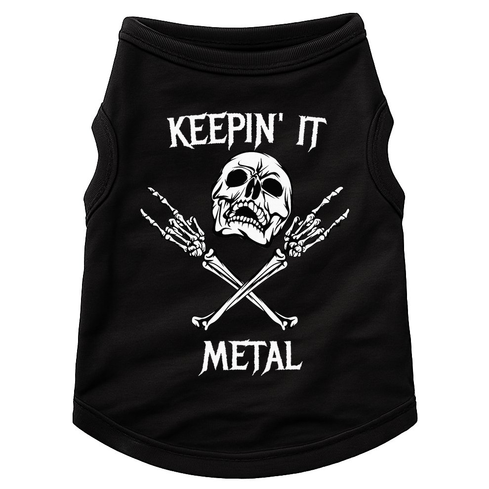 Skull & Bones Black Death Rock Heavy Metal Headbanger Doggie Tank