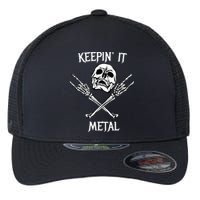 Skull & Bones Black Death Rock Heavy Metal Headbanger Flexfit Unipanel Trucker Cap