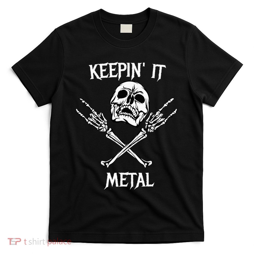 Skull & Bones Black Death Rock Heavy Metal Headbanger T-Shirt