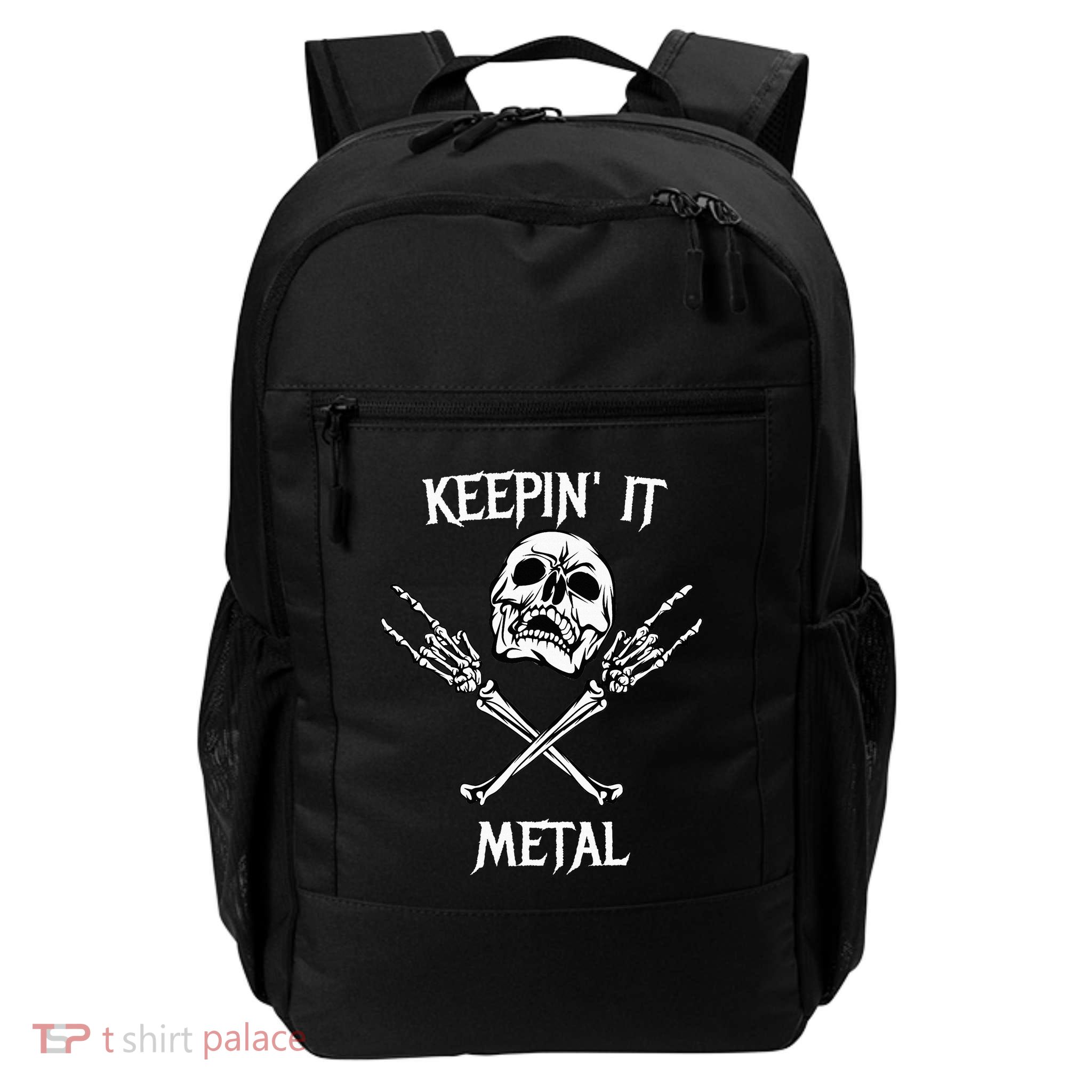 Skull & Bones Black Death Rock Heavy Metal Headbanger Daily Commute Backpack