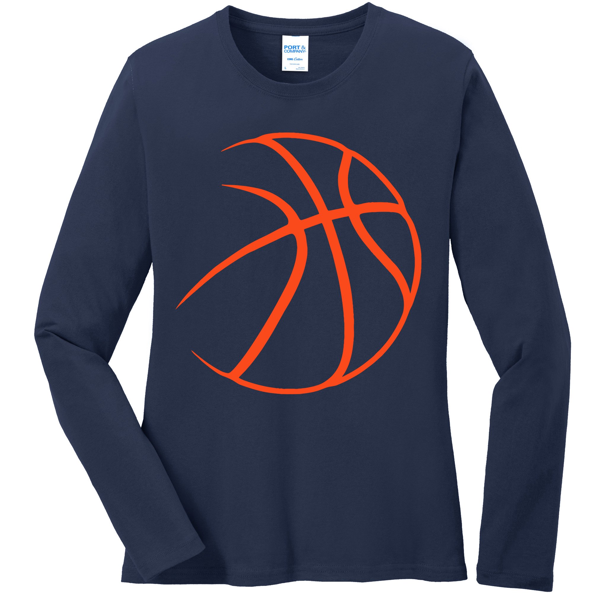 Silhouette Ball Basketball Player Sports Lover Hoop Ladies Long Sleeve Shirt