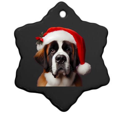 Saint Bernard Bay Retriever With Santa Hat Christmas Dog Mom Meaningful Gift Ceramic Star Ornament