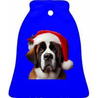 Saint Bernard Bay Retriever With Santa Hat Christmas Dog Mom Meaningful Gift Ceramic Bell Ornament