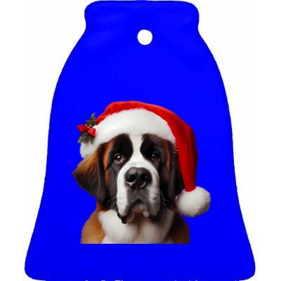 Saint Bernard Bay Retriever With Santa Hat Christmas Dog Mom Meaningful Gift Ceramic Bell Ornament