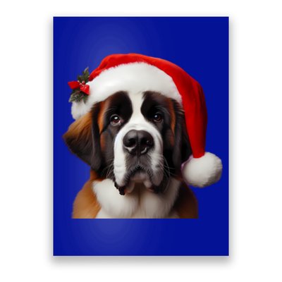 Saint Bernard Bay Retriever With Santa Hat Christmas Dog Mom Meaningful Gift Poster