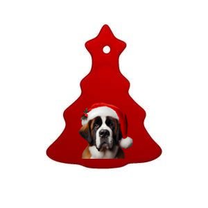 Saint Bernard Bay Retriever With Santa Hat Christmas Dog Mom Meaningful Gift Ceramic Tree Ornament