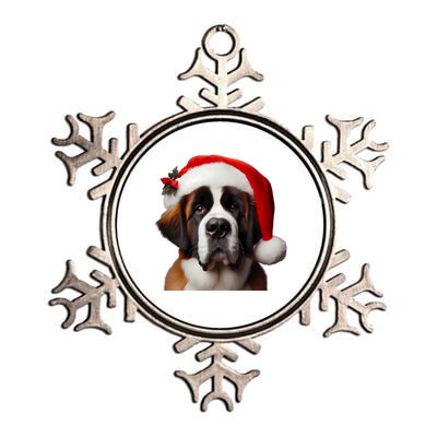 Saint Bernard Bay Retriever With Santa Hat Christmas Dog Mom Meaningful Gift Metallic Star Ornament