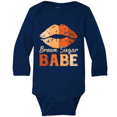 Sugar Babe Brown Proud Black History Melanin Lips Juneteenth Baby Long Sleeve Bodysuit