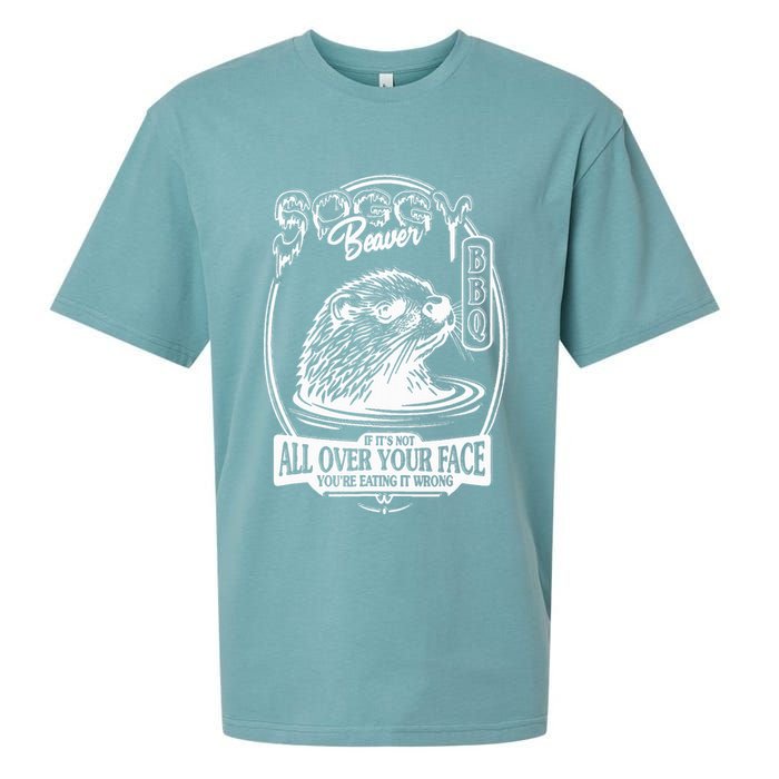 Soggy Beaver Bbq If ItS Not All Over Your Face Funny Beaver Sueded Cloud Jersey T-Shirt