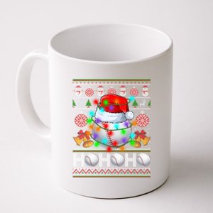 Santa Baseball Ball Xmas Tree Lights Ugly Christmas Gift Coffee Mug