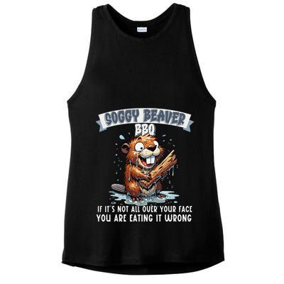 Soggy Beaver Bbq If ItS Not All Over Your Face Ladies PosiCharge Tri-Blend Wicking Tank