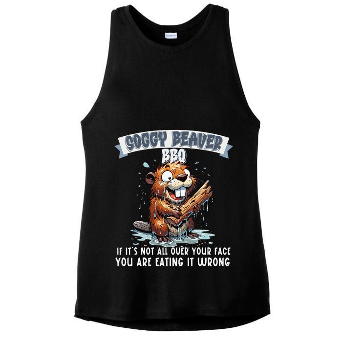 Soggy Beaver Bbq If ItS Not All Over Your Face Ladies PosiCharge Tri-Blend Wicking Tank