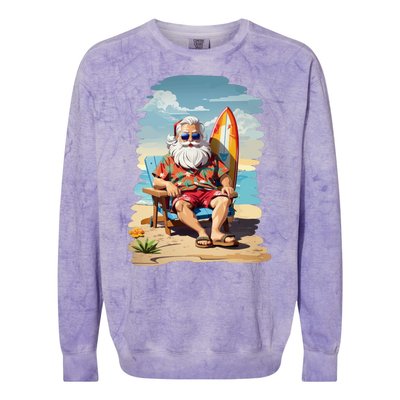 Santa Beach Bum Colorblast Crewneck Sweatshirt