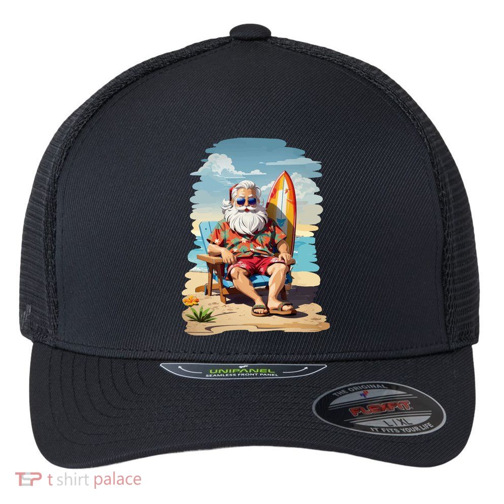 Santa Beach Bum Flexfit Unipanel Trucker Cap