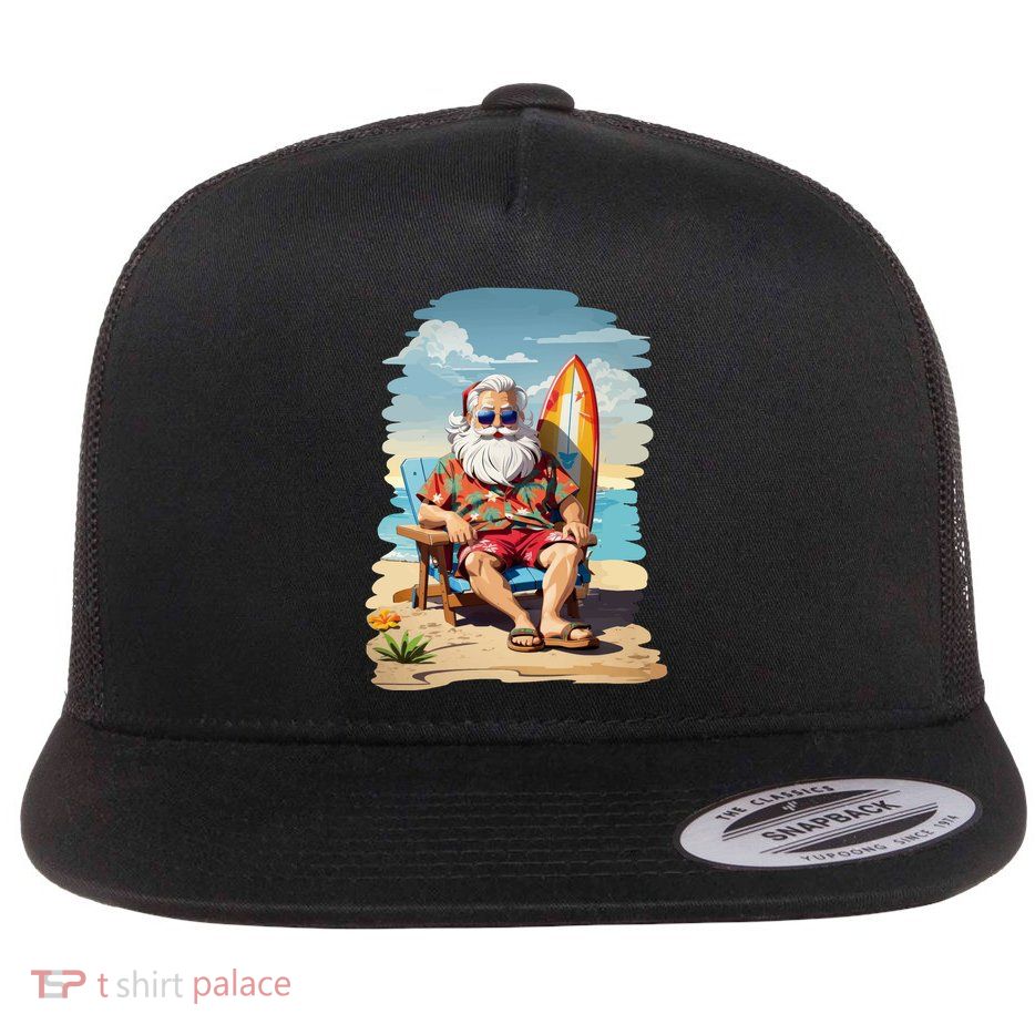 Santa Beach Bum Flat Bill Trucker Hat
