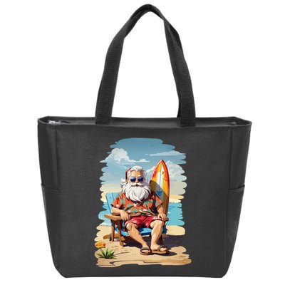 Santa Beach Bum Zip Tote Bag