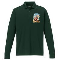 Santa Beach Bum Performance Long Sleeve Polo