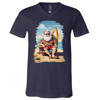 Santa Beach Bum V-Neck T-Shirt