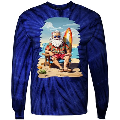 Santa Beach Bum Tie-Dye Long Sleeve Shirt