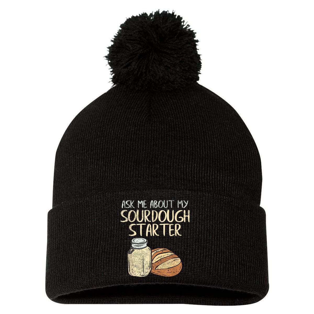 Sourdough Bread Baker Pom Pom 12in Knit Beanie