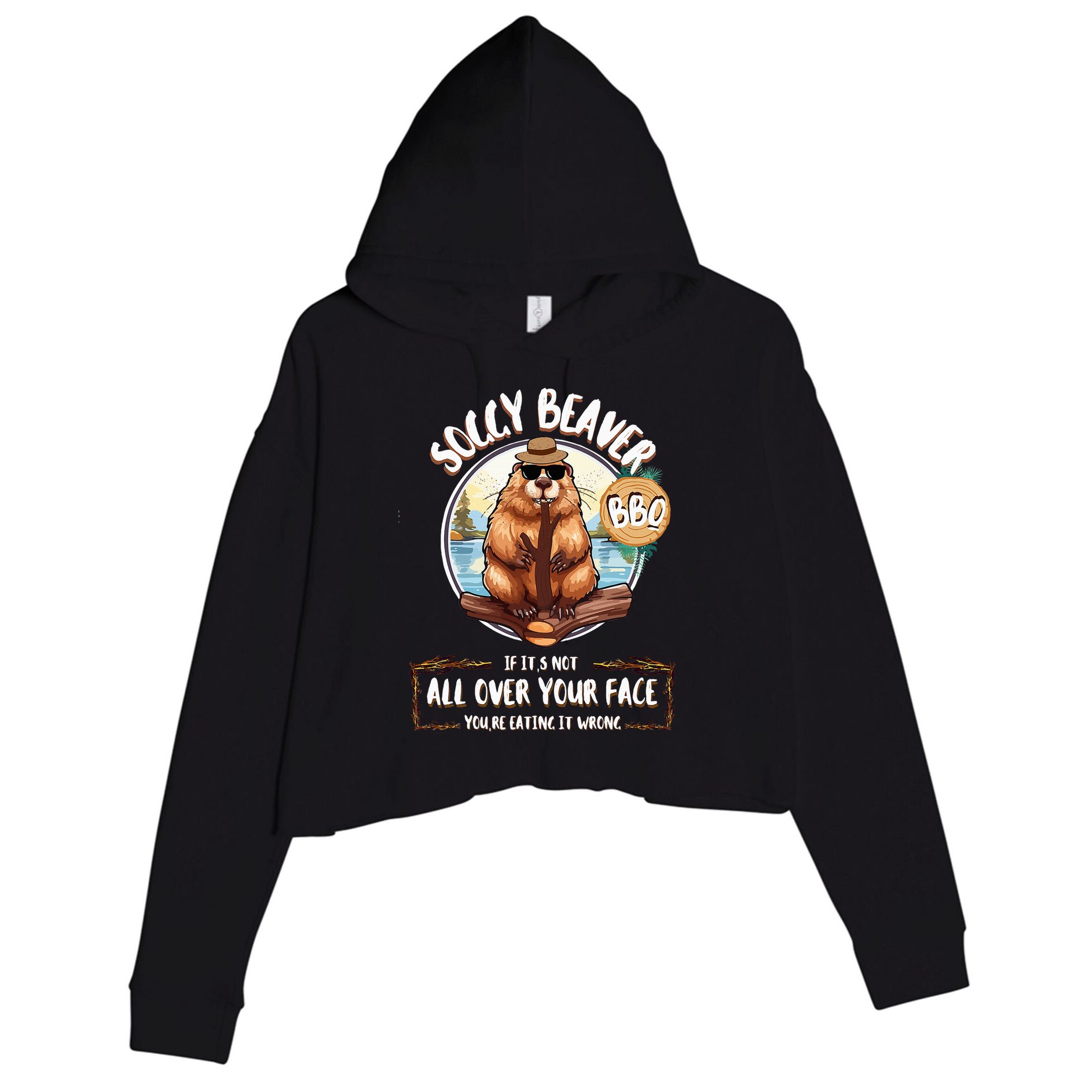 Soggy Beaver BBQ  Crop Fleece Hoodie