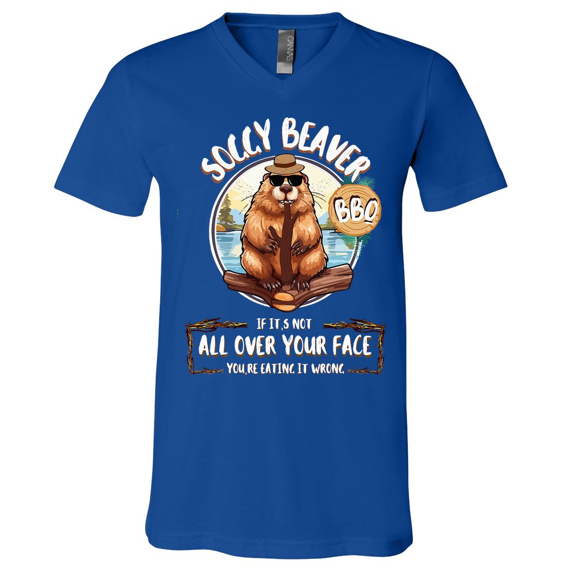 Soggy Beaver BBQ  V-Neck T-Shirt
