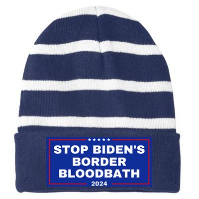 Stop BidenS Border Bloodbath Striped Beanie with Solid Band