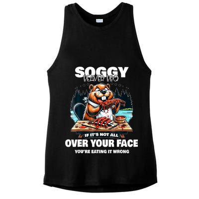Soggy Beaver Bbq If ItS Not All Over Your Face Beaver Ladies PosiCharge Tri-Blend Wicking Tank