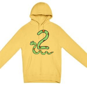 Snake Birthday Boy Kids Reptile Animal Number 2 2nd Bday Premium Pullover Hoodie