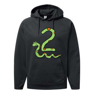 Snake Birthday Boy Kids Reptile Animal Number 2 2nd Bday Performance Fleece Hoodie