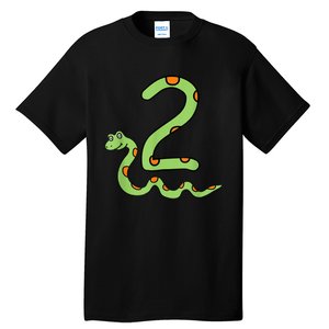 Snake Birthday Boy Kids Reptile Animal Number 2 2nd Bday Tall T-Shirt