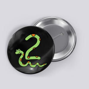 Snake Birthday Boy Kids Reptile Animal Number 2 2nd Bday Button