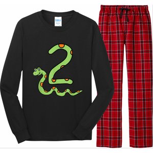 Snake Birthday Boy Kids Reptile Animal Number 2 2nd Bday Long Sleeve Pajama Set