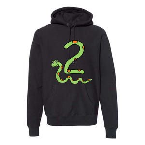 Snake Birthday Boy Kids Reptile Animal Number 2 2nd Bday Premium Hoodie