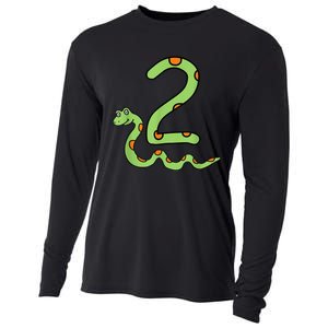 Snake Birthday Boy Kids Reptile Animal Number 2 2nd Bday Cooling Performance Long Sleeve Crew