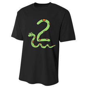 Snake Birthday Boy Kids Reptile Animal Number 2 2nd Bday Performance Sprint T-Shirt