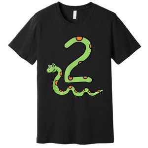 Snake Birthday Boy Kids Reptile Animal Number 2 2nd Bday Premium T-Shirt