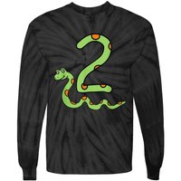 Snake Birthday Boy Kids Reptile Animal Number 2 2nd Bday Tie-Dye Long Sleeve Shirt