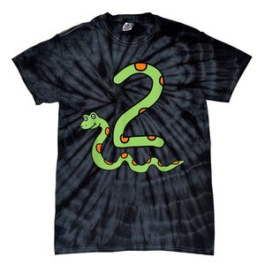 Snake Birthday Boy Kids Reptile Animal Number 2 2nd Bday Tie-Dye T-Shirt