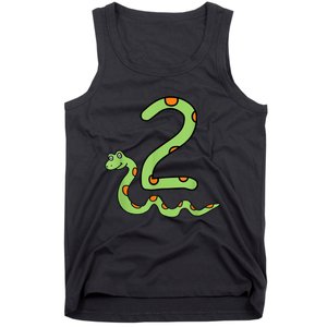 Snake Birthday Boy Kids Reptile Animal Number 2 2nd Bday Tank Top