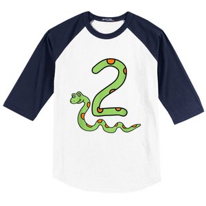 Snake Birthday Boy Kids Reptile Animal Number 2 2nd Bday Baseball Sleeve Shirt