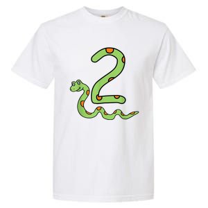 Snake Birthday Boy Kids Reptile Animal Number 2 2nd Bday Garment-Dyed Heavyweight T-Shirt