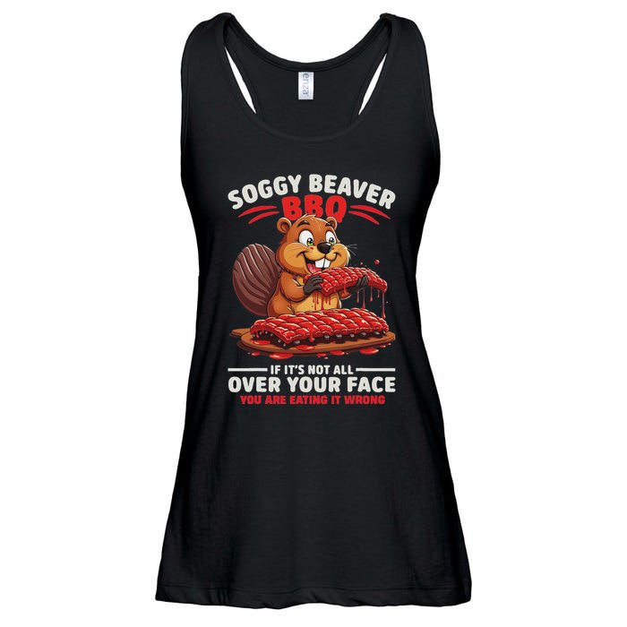 Soggy Beaver Bbq If ItS Not All Over Your Face Funny Ladies Essential Flowy Tank