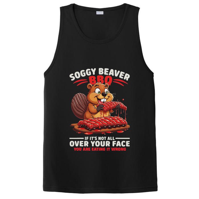 Soggy Beaver Bbq If ItS Not All Over Your Face Funny PosiCharge Competitor Tank