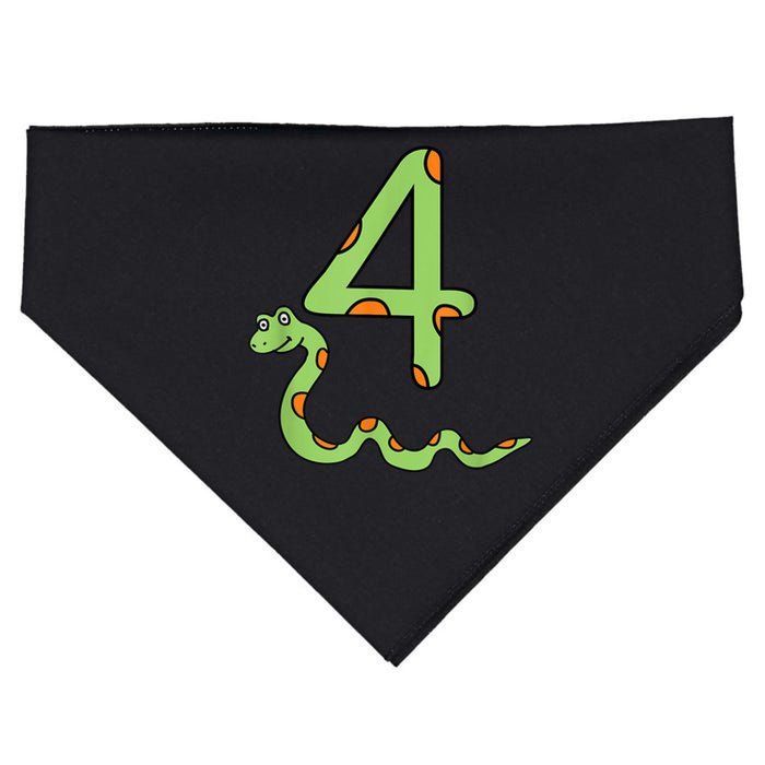 Snake Birthday Boy Kids Reptile Animal Number 4 4th Bday USA-Made Doggie Bandana