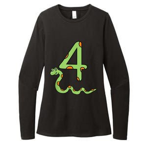 Snake Birthday Boy Kids Reptile Animal Number 4 4th Bday Womens CVC Long Sleeve Shirt