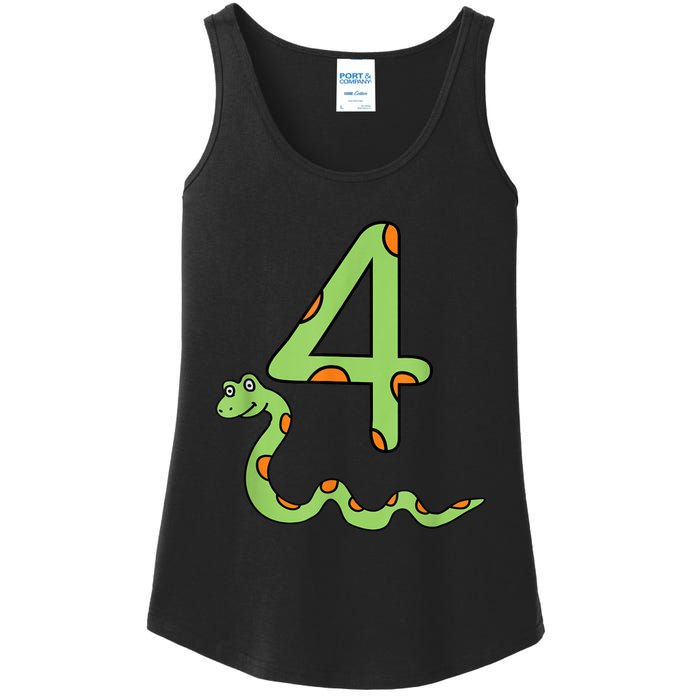 Snake Birthday Boy Kids Reptile Animal Number 4 4th Bday Ladies Essential Tank