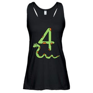 Snake Birthday Boy Kids Reptile Animal Number 4 4th Bday Ladies Essential Flowy Tank