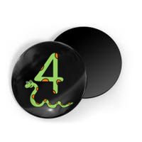 Snake Birthday Boy Kids Reptile Animal Number 4 4th Bday Magnet